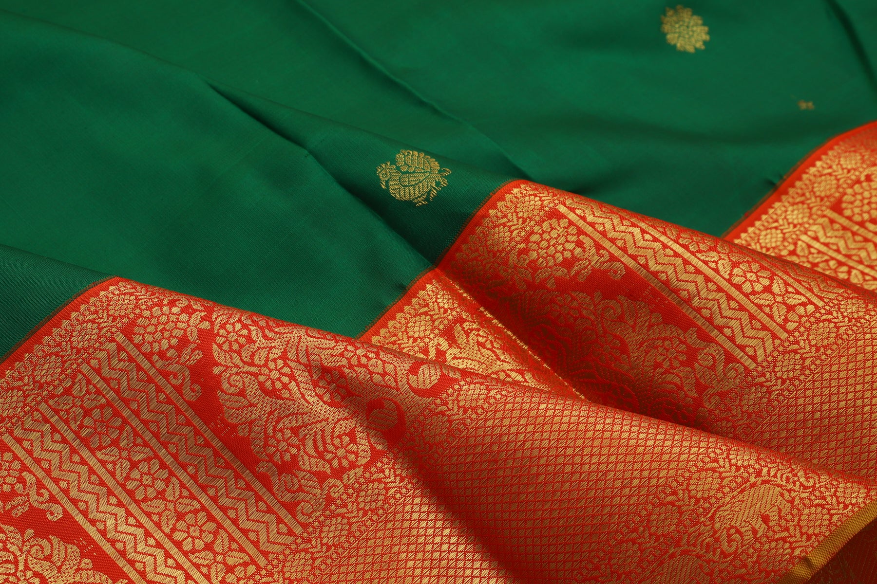 Kanchipuram Silk Butta Green Saree
