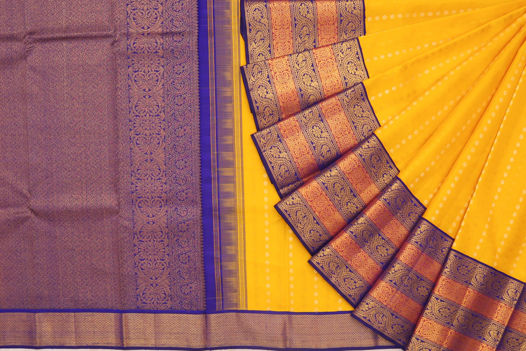 Kanchipuram Silk Brocade Yellow Saree