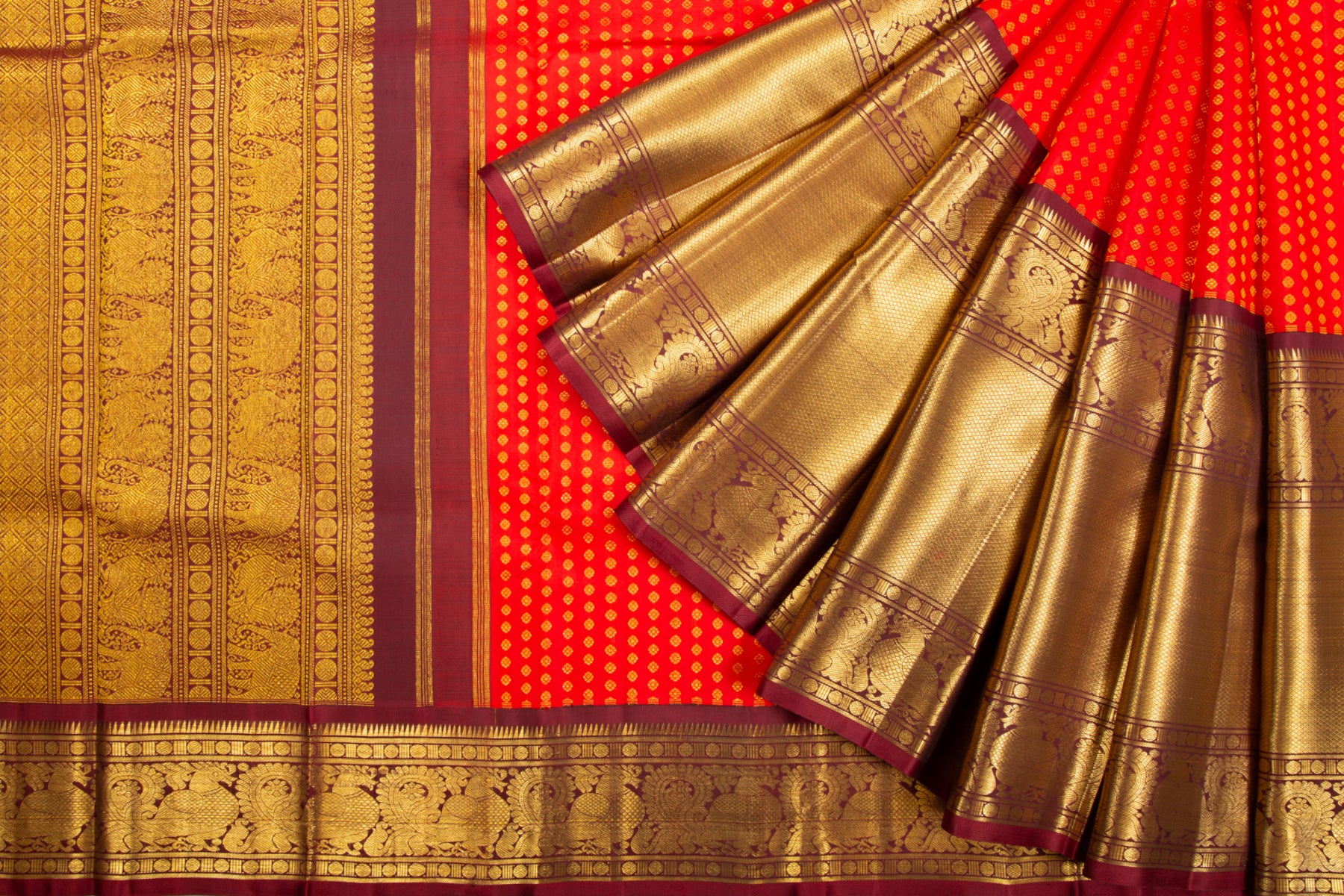 Kanchipuram Silk Brocade Red Saree