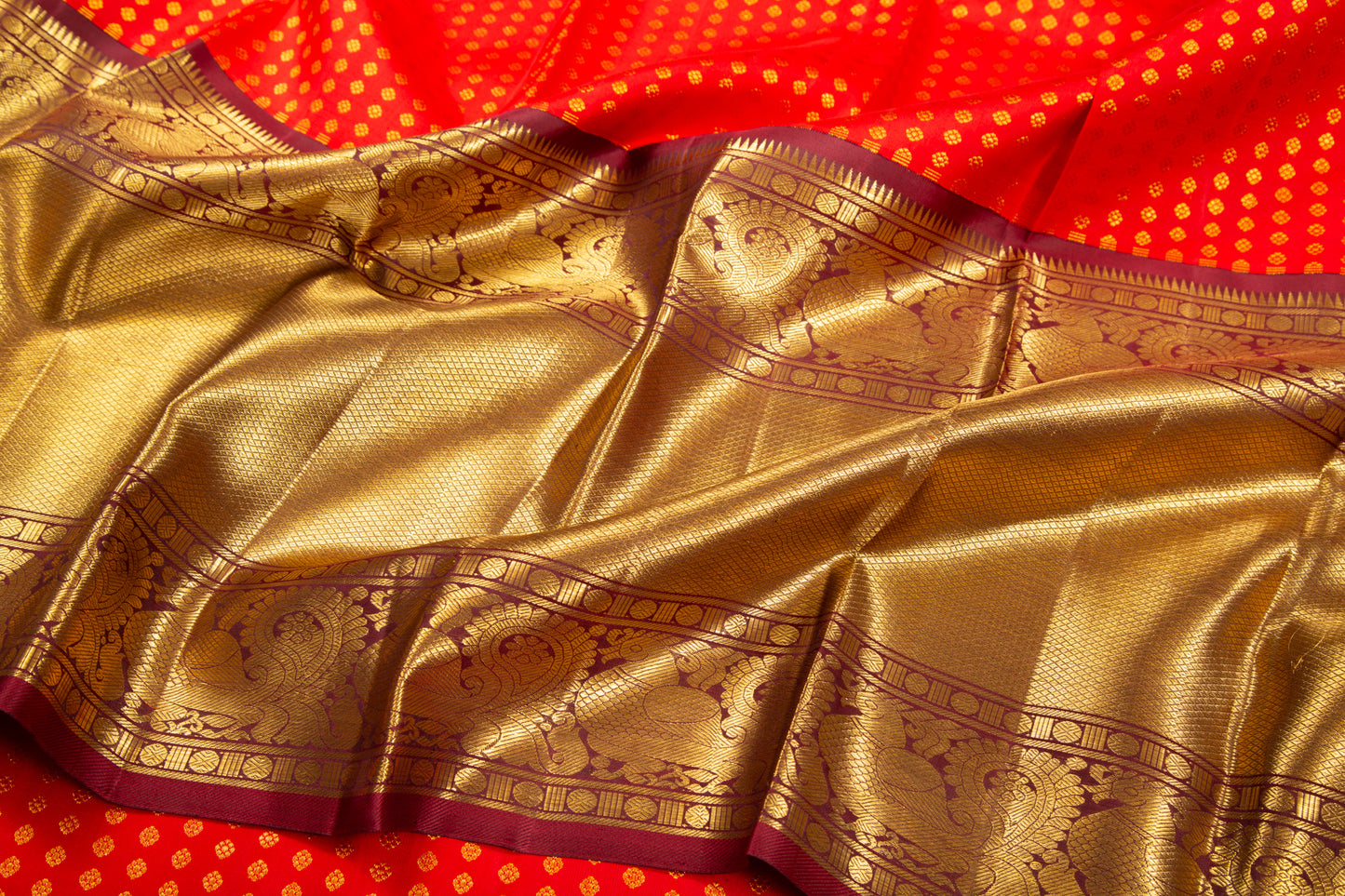 Kanchipuram Silk Brocade Red Saree