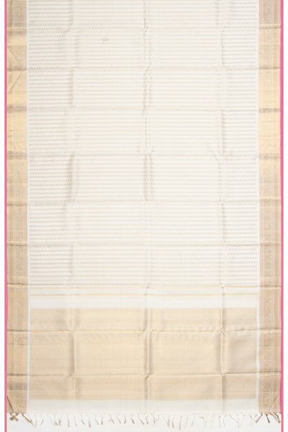Kanchipuram Silk Brocade White Dupatta