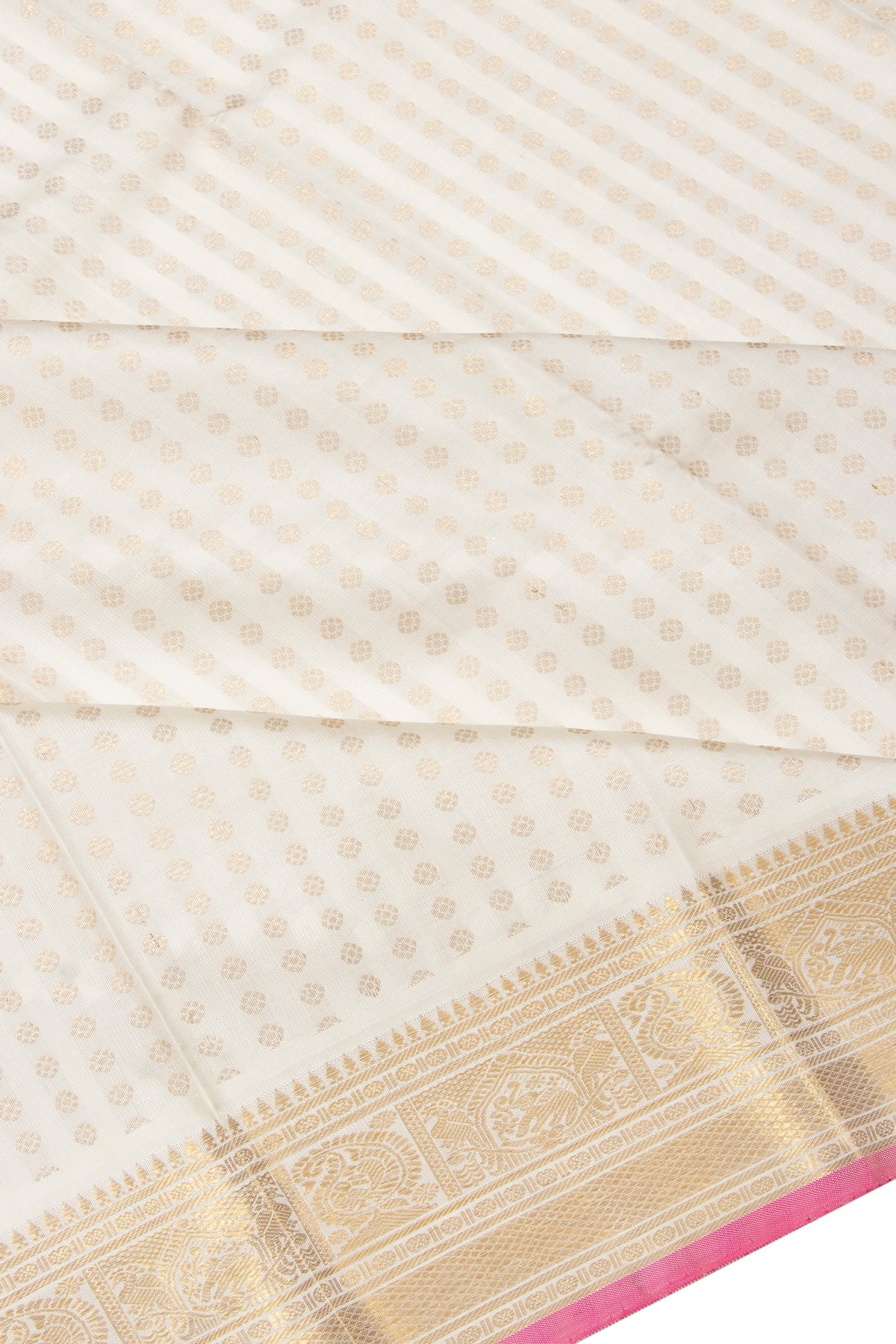Kanchipuram Silk Brocade White Dupatta