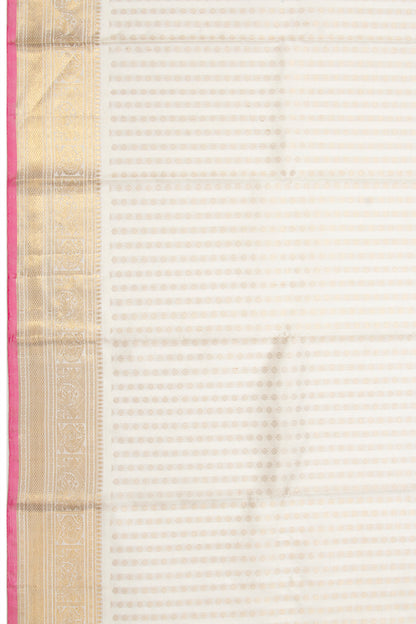 Kanchipuram Silk Brocade White Dupatta