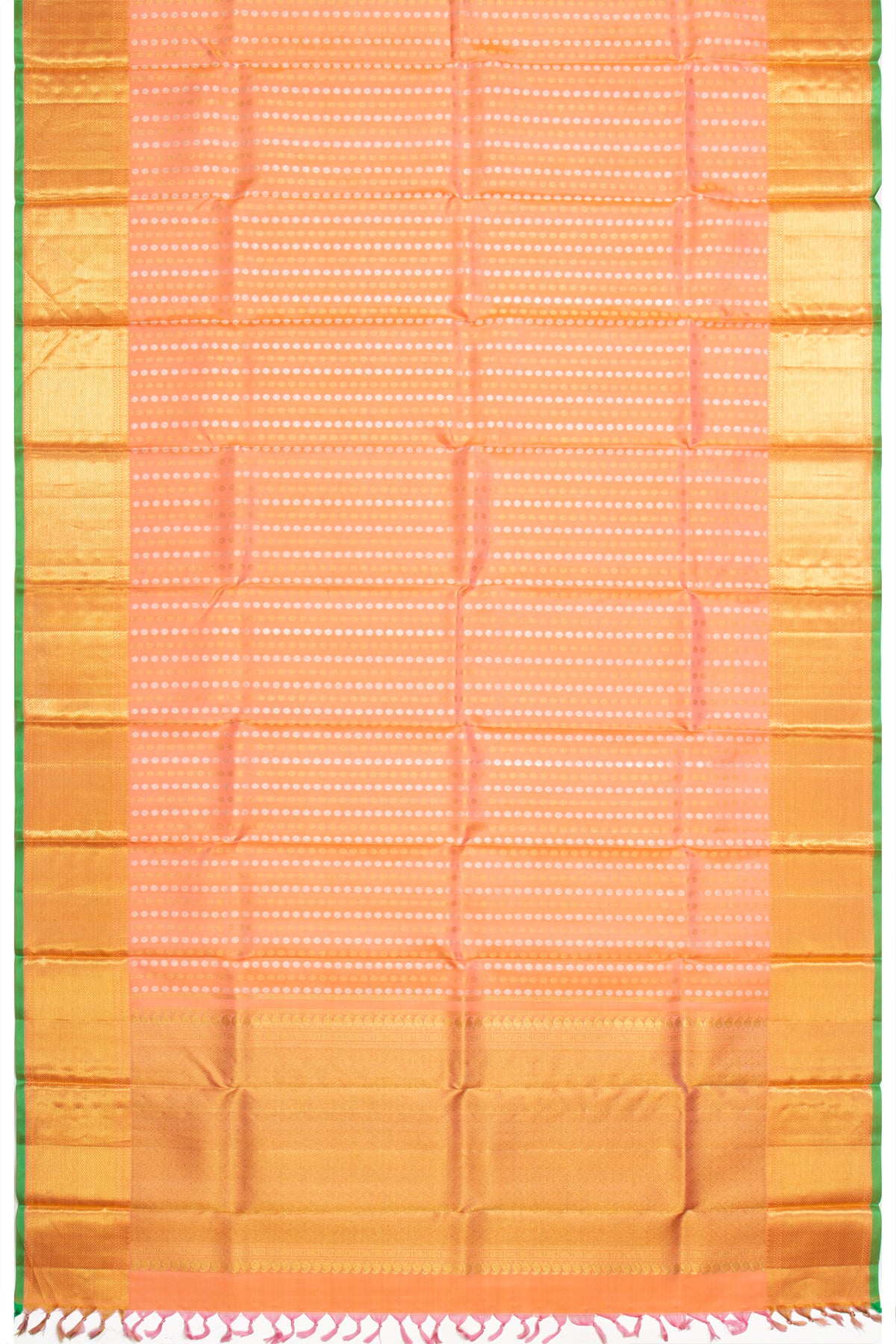 Kanchipuram Silk Brocade Dual Tone Pink And Orange Dupatta