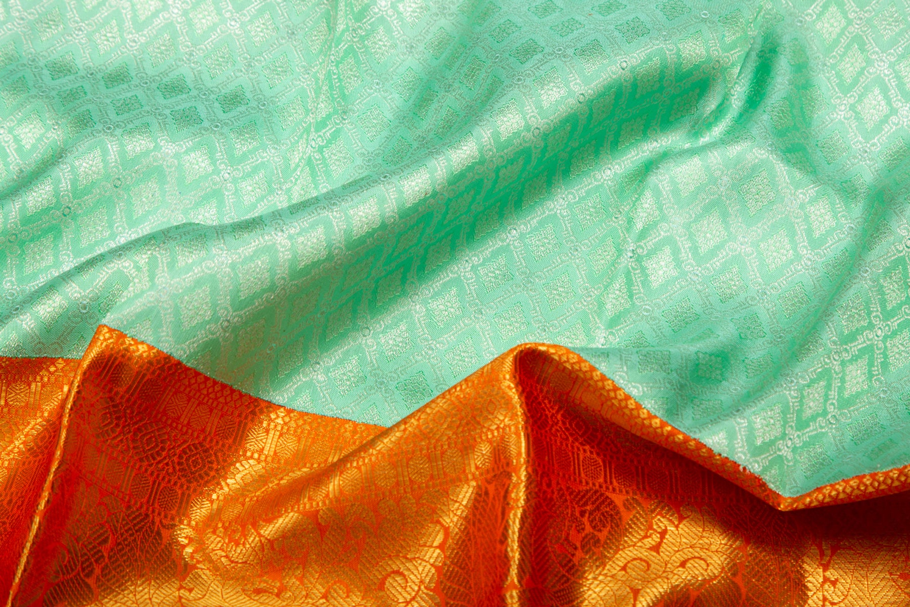 Kanchipuram Silk Brocade Sea Green Saree