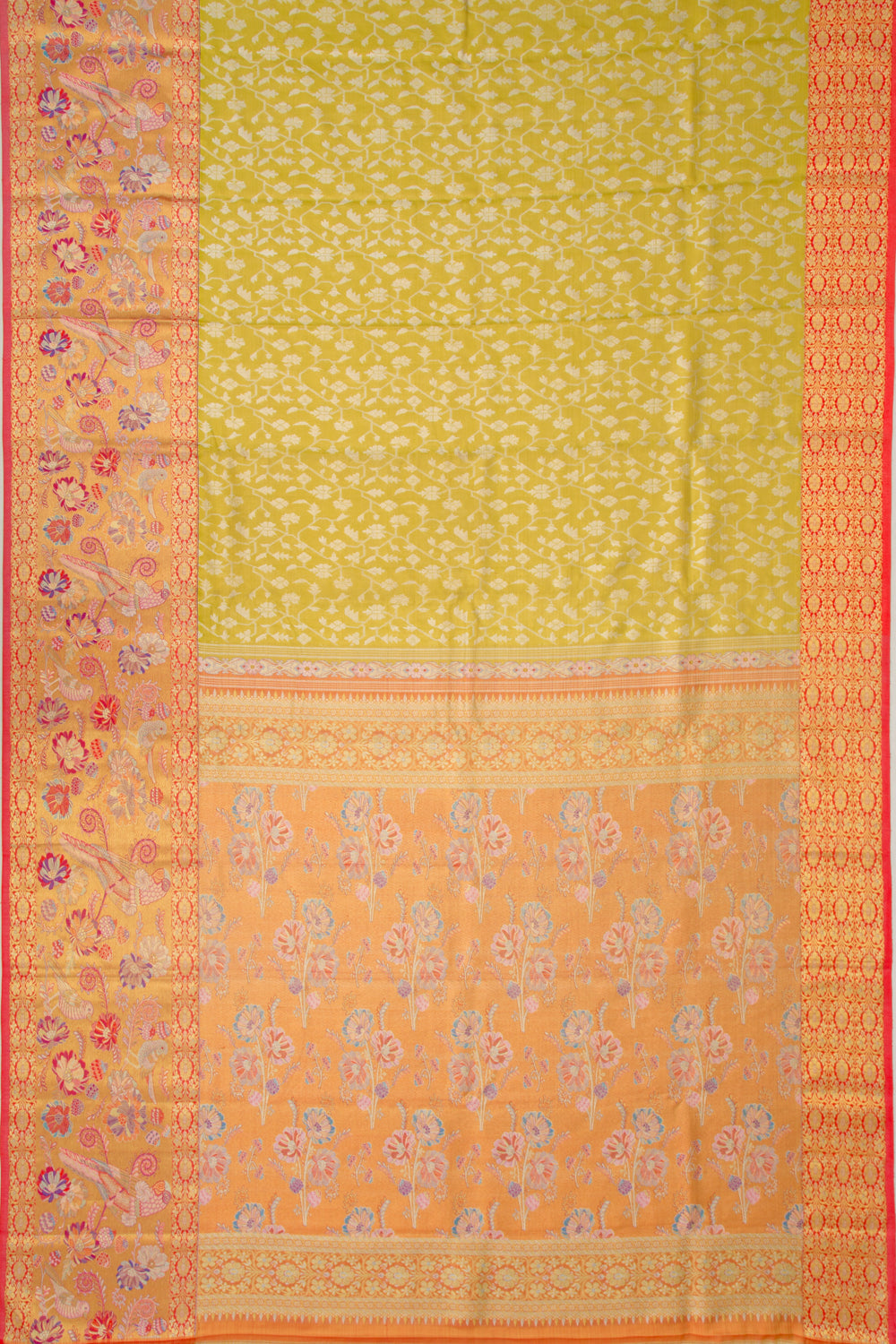 Kanchipuram Silk Tissue Jaal Green Saree