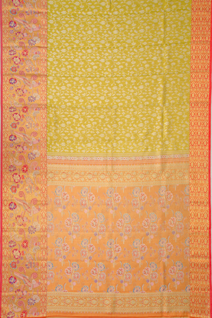 Kanchipuram Silk Tissue Jaal Green Saree