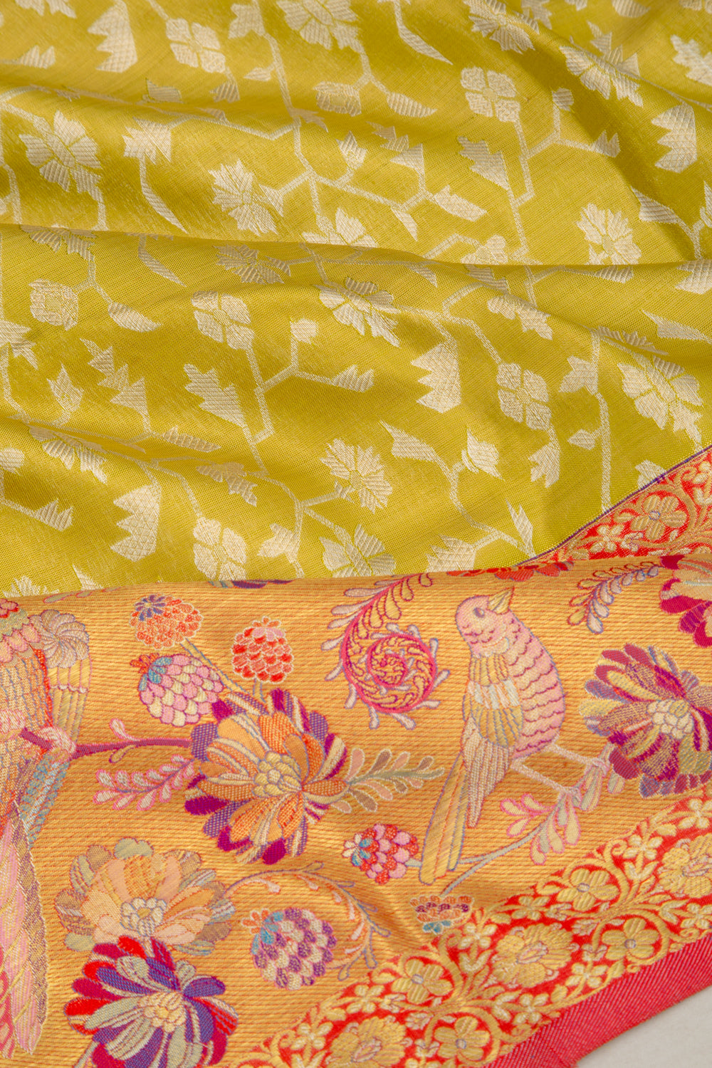 Kanchipuram Silk Tissue Jaal Green Saree