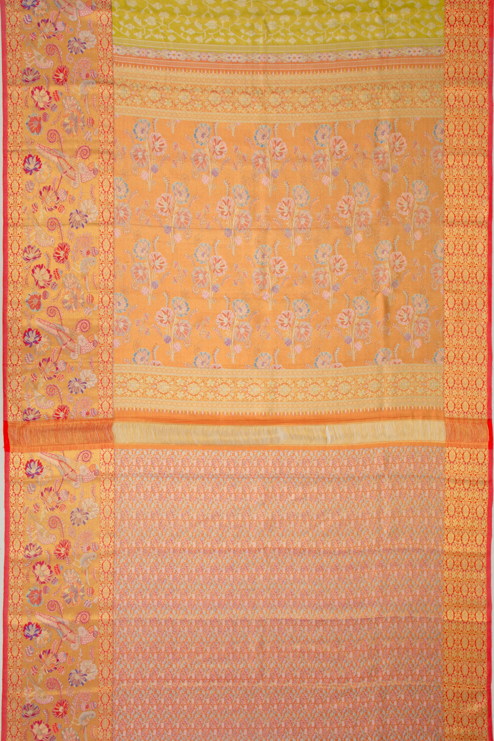 Kanchipuram Silk Tissue Jaal Green Saree