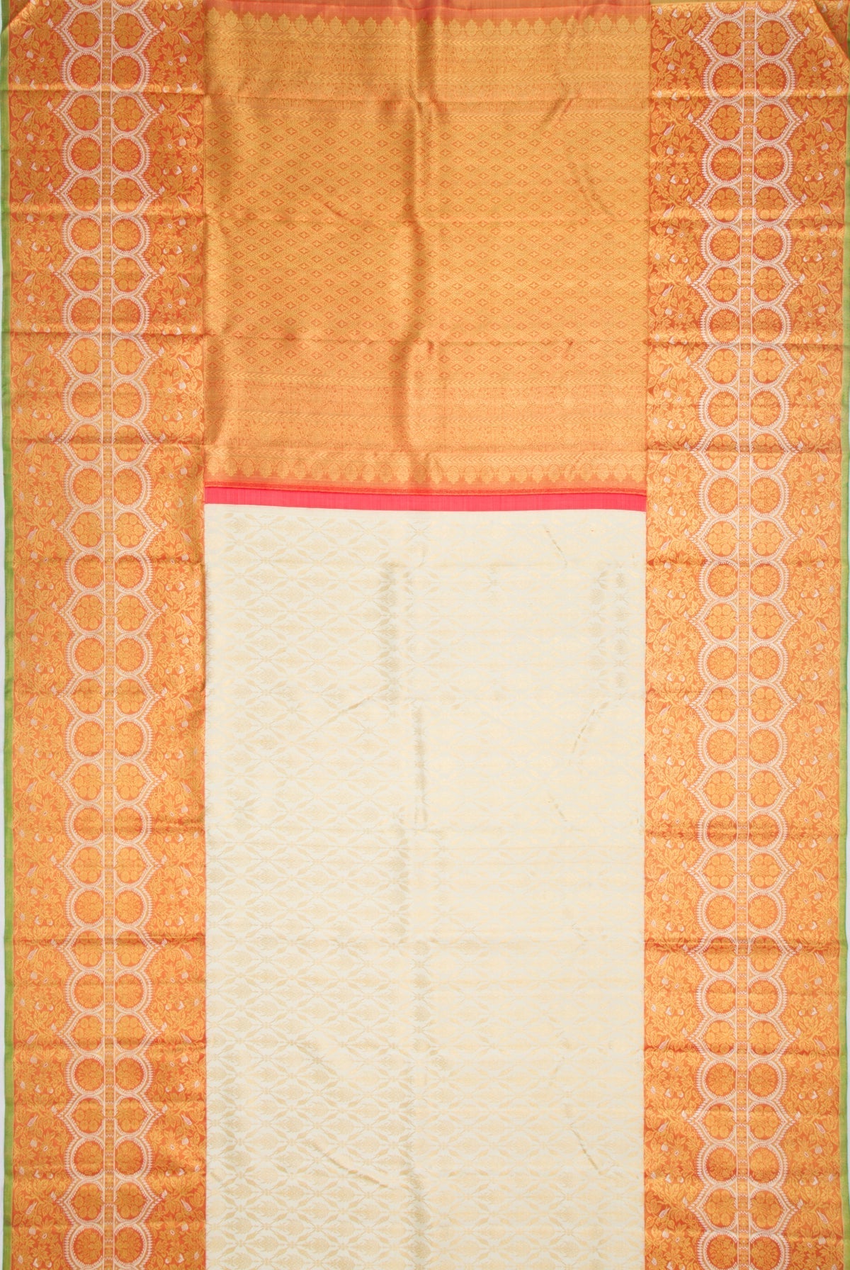 Kanchipuram Silk Jaal Cream Saree