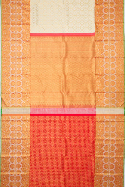 Kanchipuram Silk Jaal Cream Saree