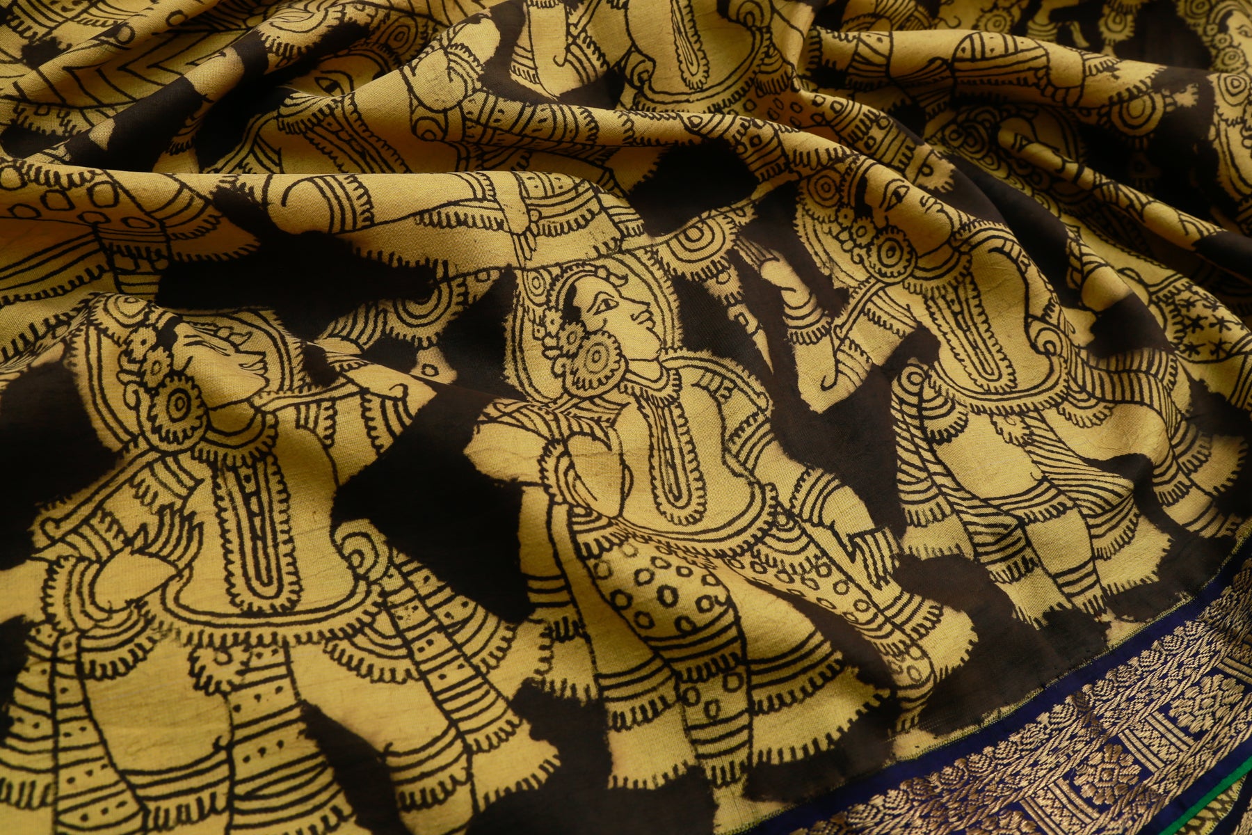 Kanchipuram Silk Kalamkari Black Saree