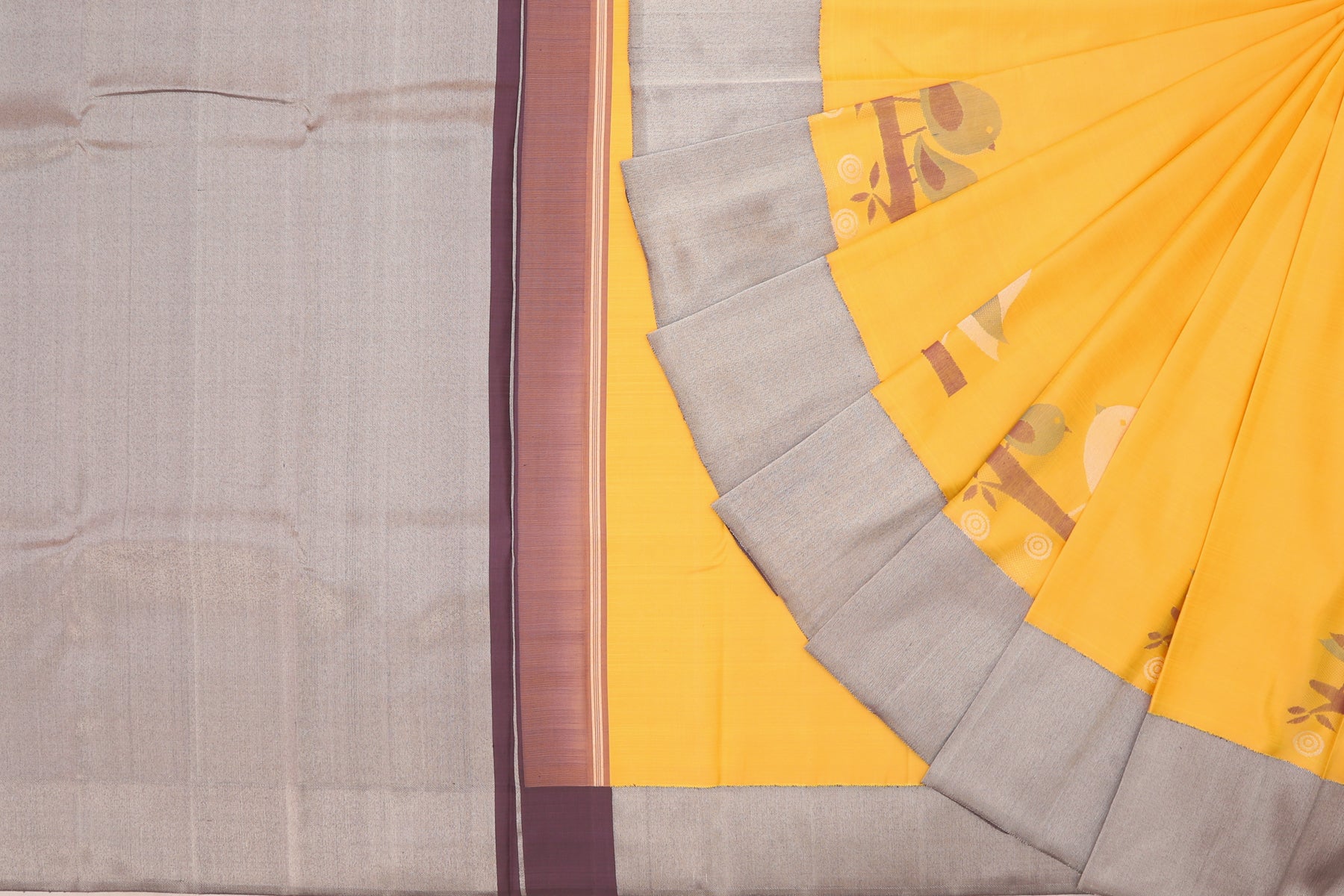 Kanchipuram Silk Plain Yellow Saree