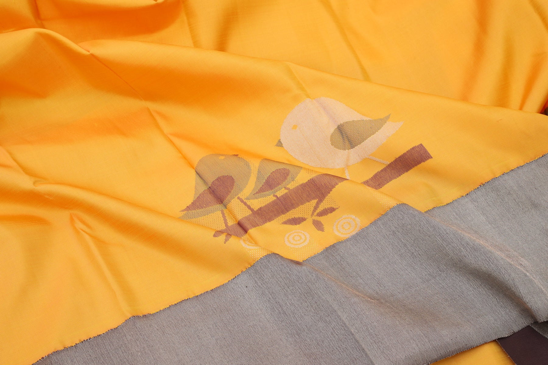 Kanchipuram Silk Plain Yellow Saree