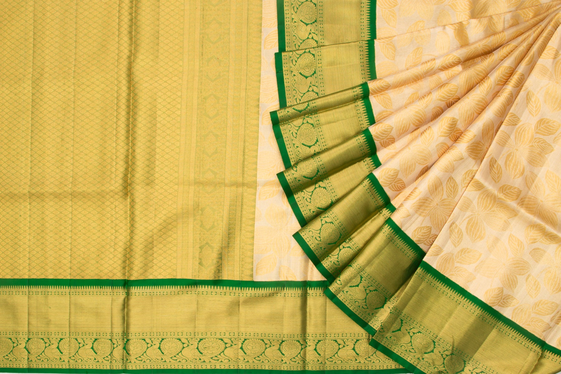 Kanchipuram Silk Tissue Brocade Gold Saree