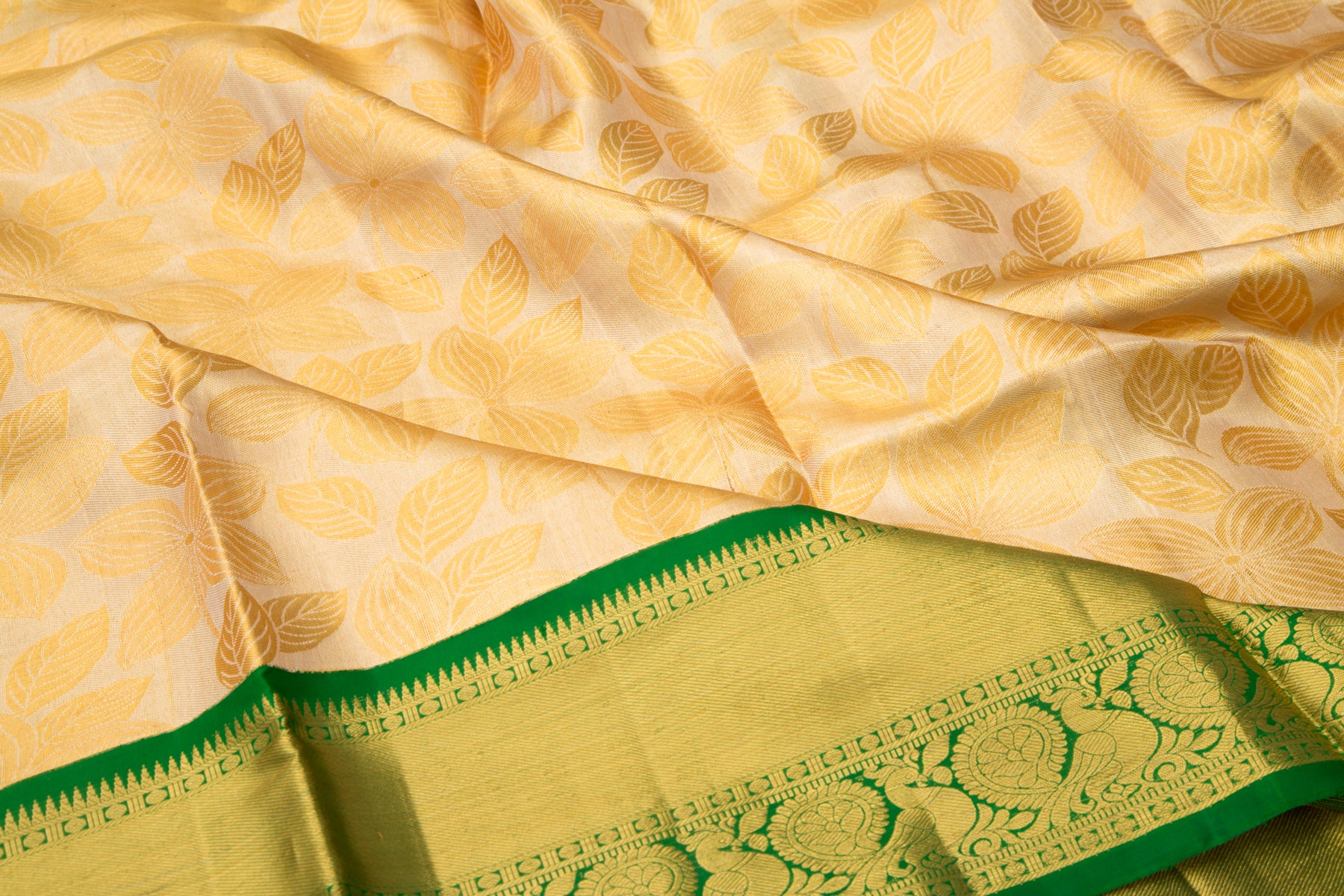 Kanchipuram Silk Tissue Brocade Gold Saree