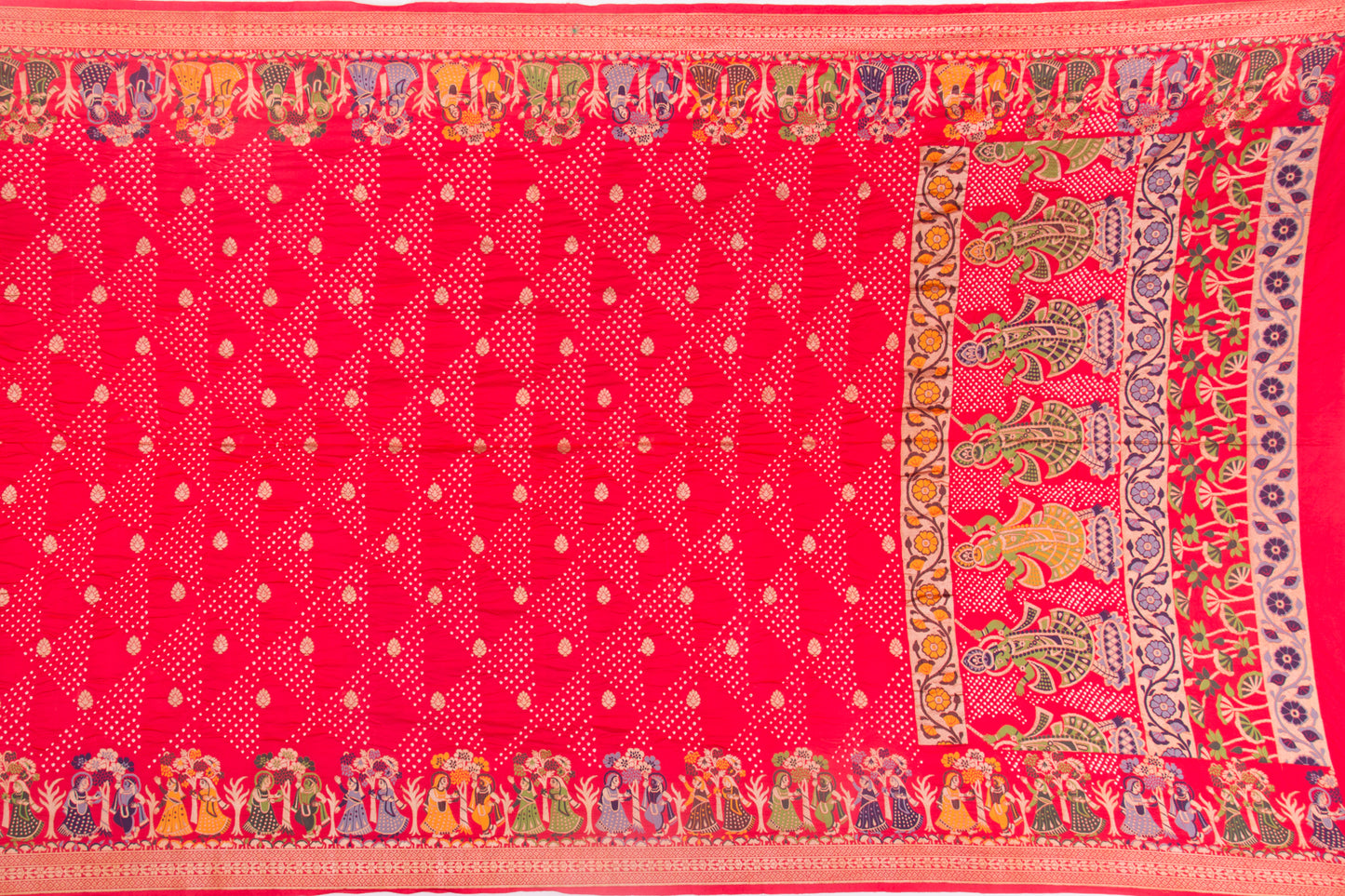 Banarasi Georgette Bandhani Butta Red Saree