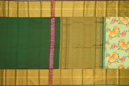 Kanchipuram Silk Floral Printed Pastel Green Saree
