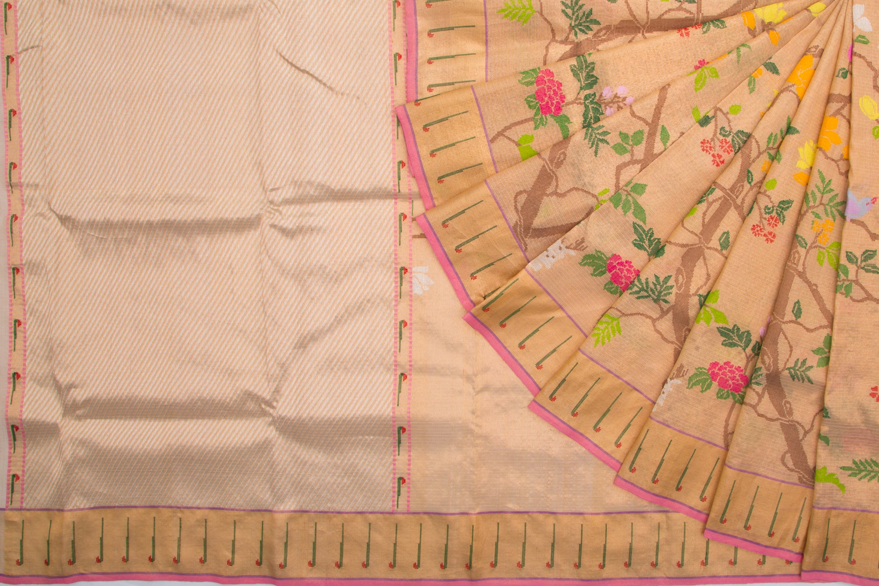 Kota Silk Tissue Jamdani Jaal Gold Saree