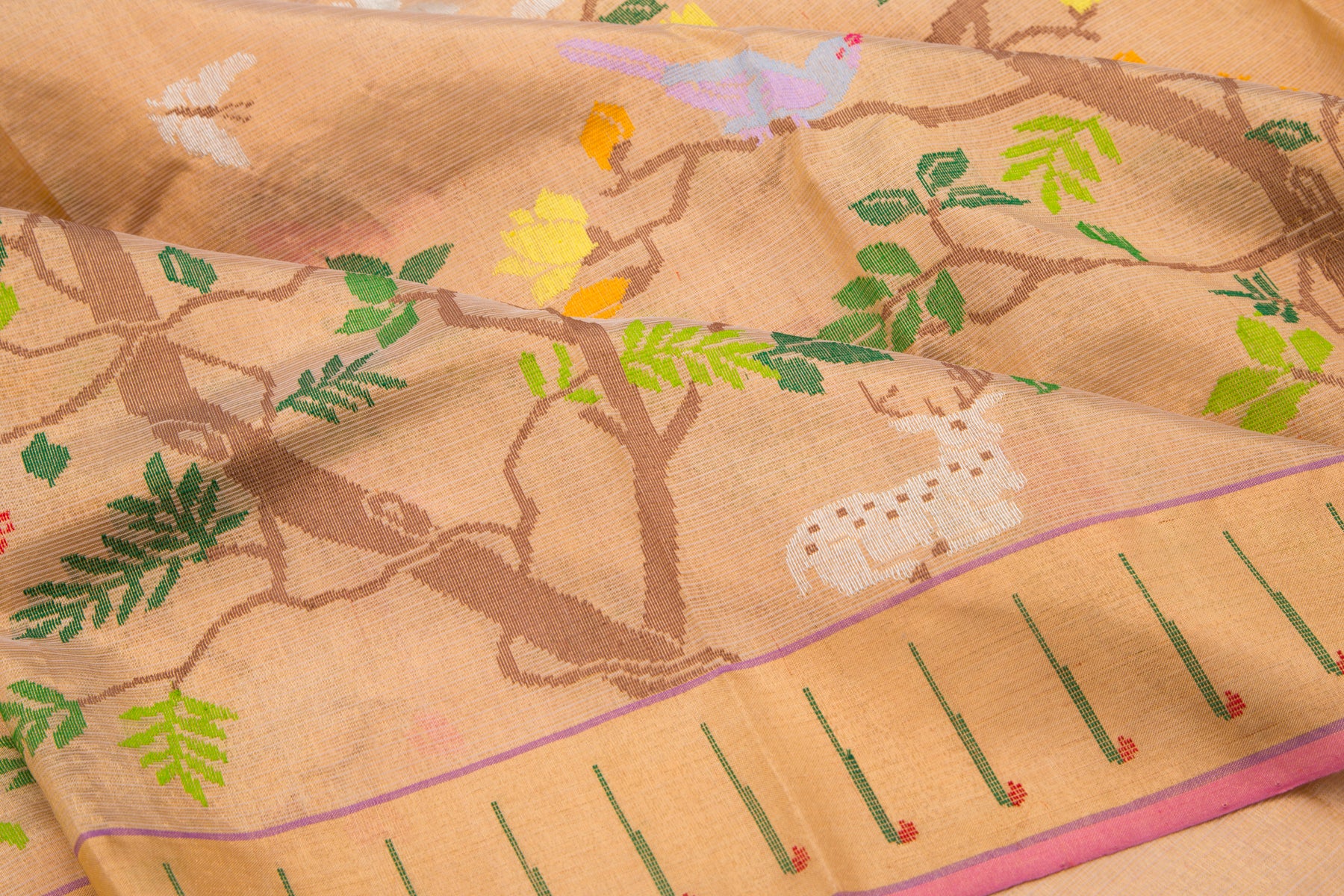 Kota Silk Tissue Jamdani Jaal Gold Saree