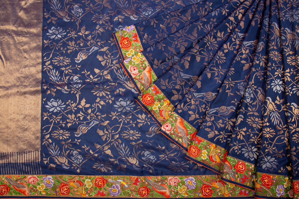 Uppada Silk Jamdani Royal Blue Saree