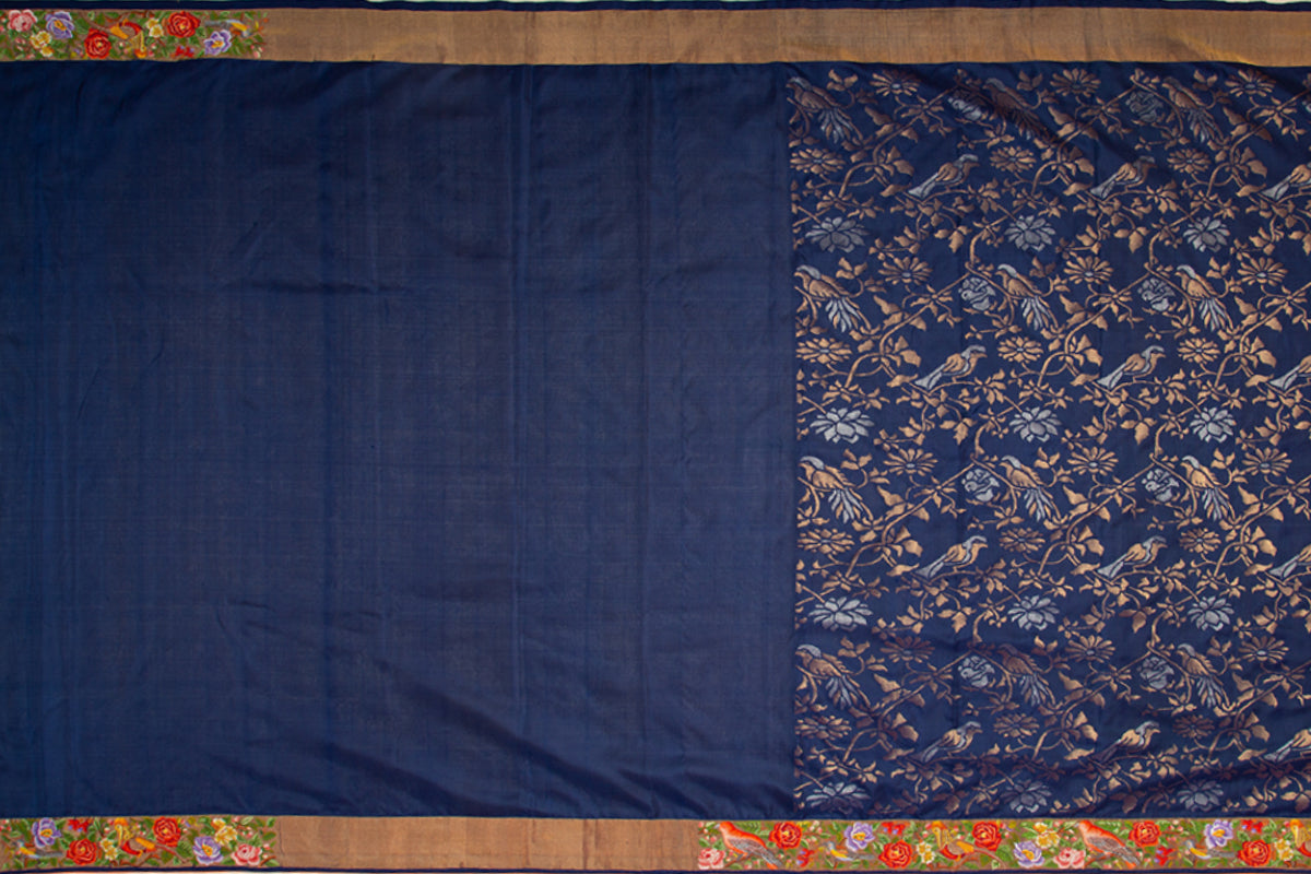 Uppada Silk Jamdani Royal Blue Saree