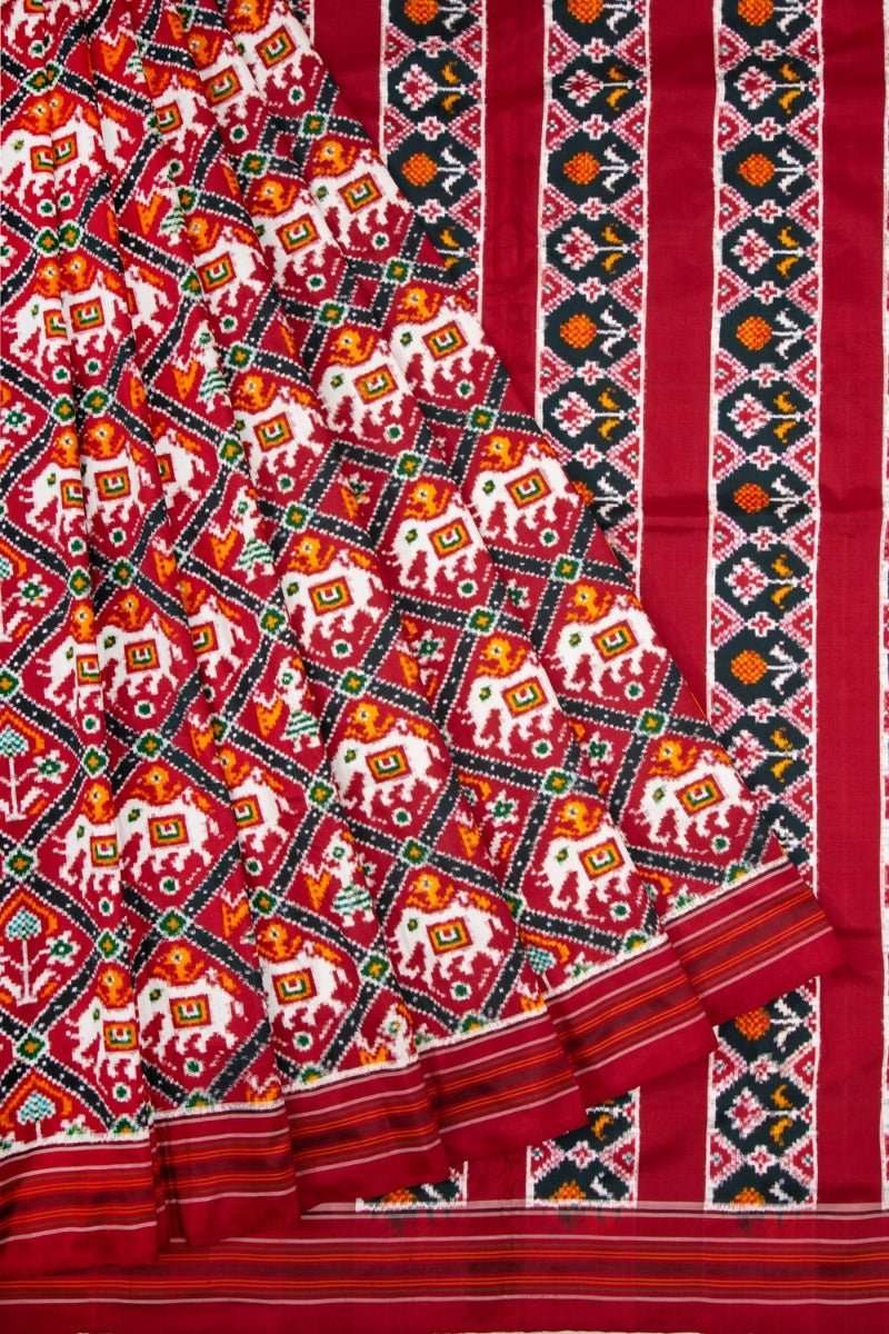 Pochampally Double Ikat Silk 4 Figure Maroon Saree/4896330_2.jpg