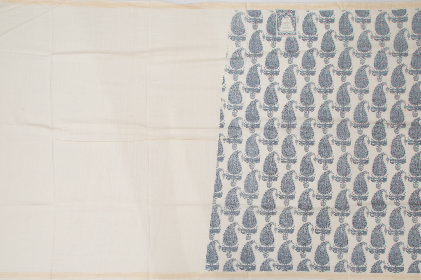 Handspun Cotton Printed White Saree