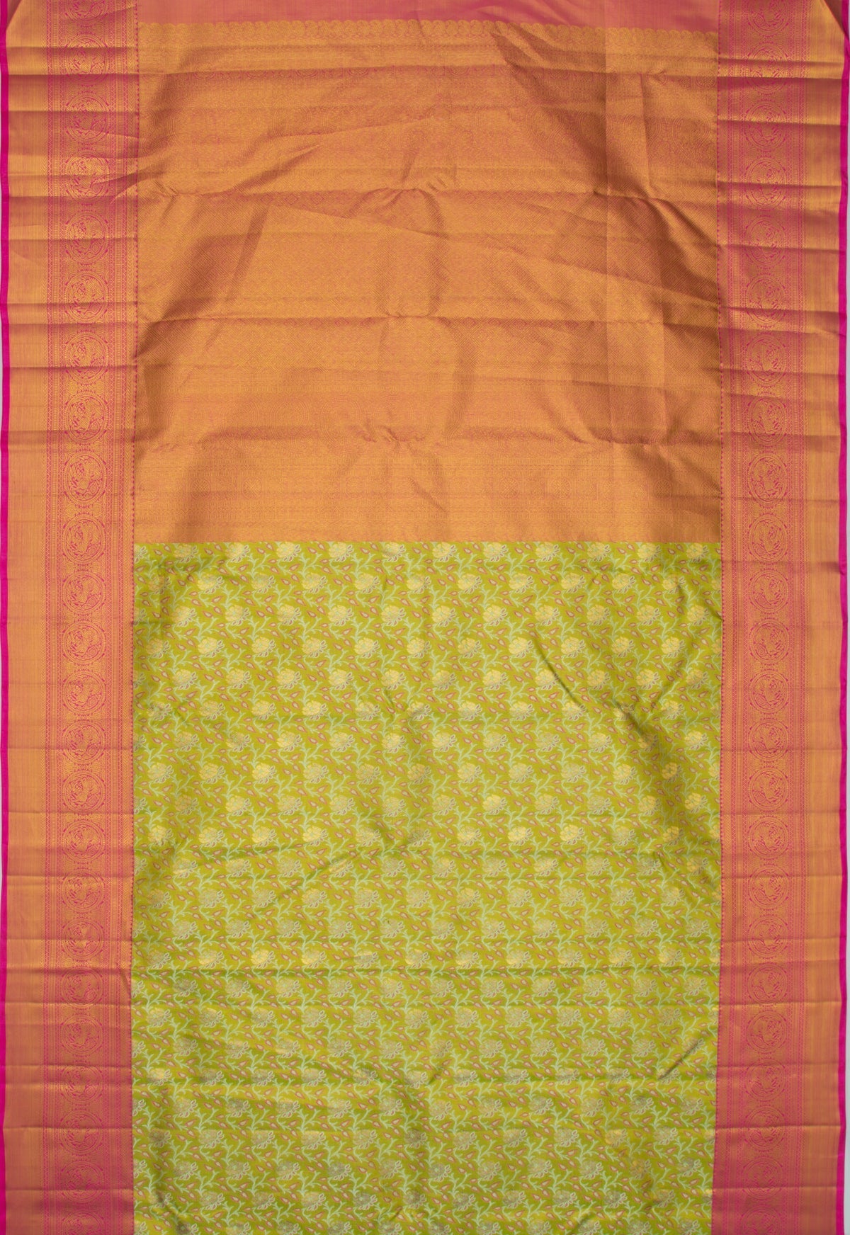 Kanchipuram Silk Tissue Jaal Green Saree