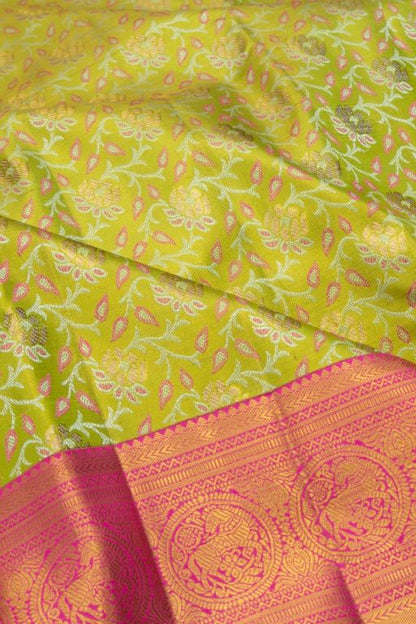 Kanchipuram Silk Tissue Jaal Green Saree