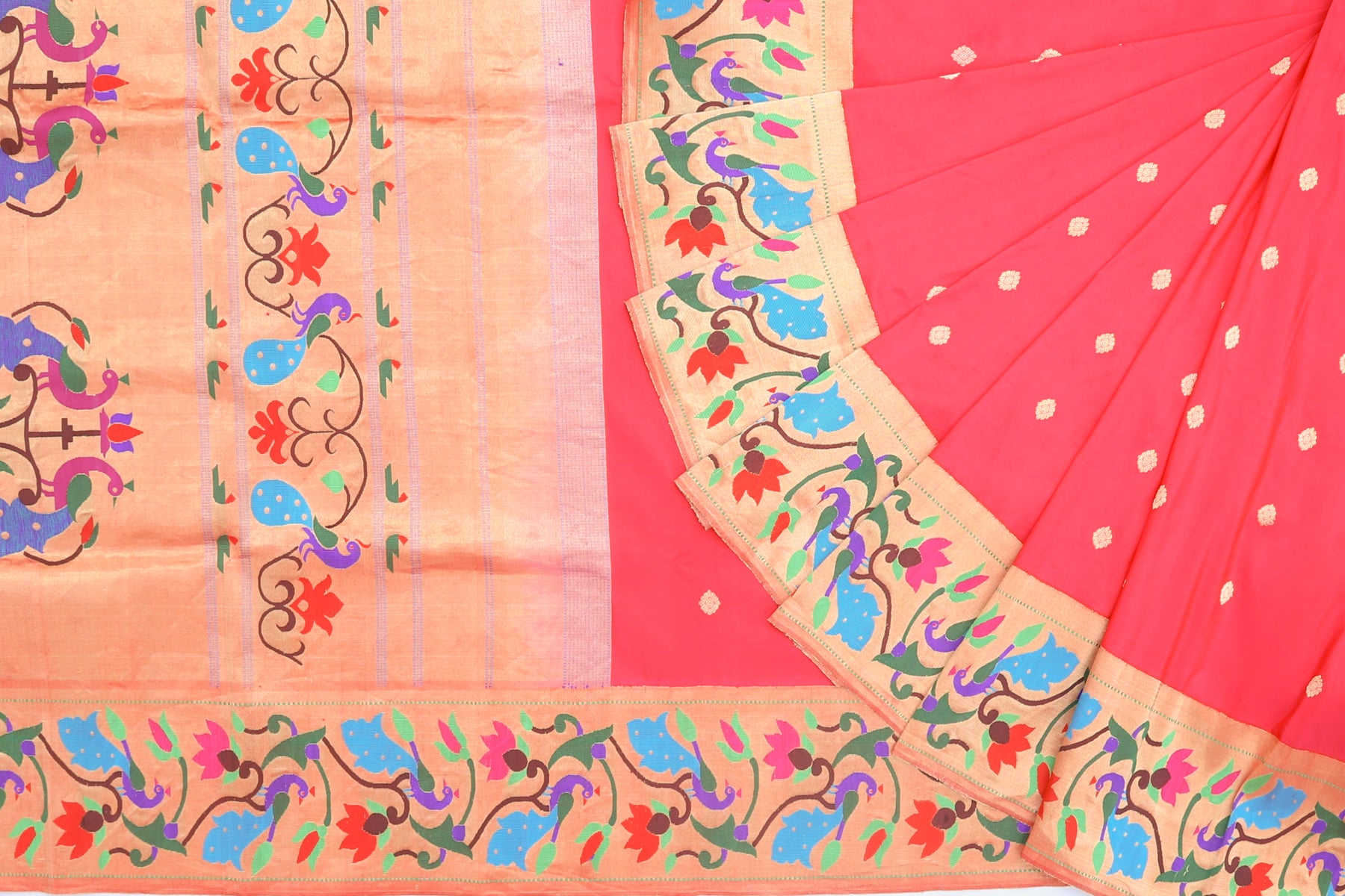 Banarasi Silk Butta Pink Saree With Paithani Inspired Border