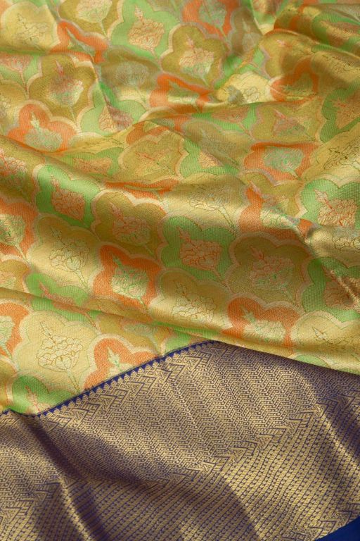 Kanchipuram Silk Tissue Brocade Pastel Green Saree