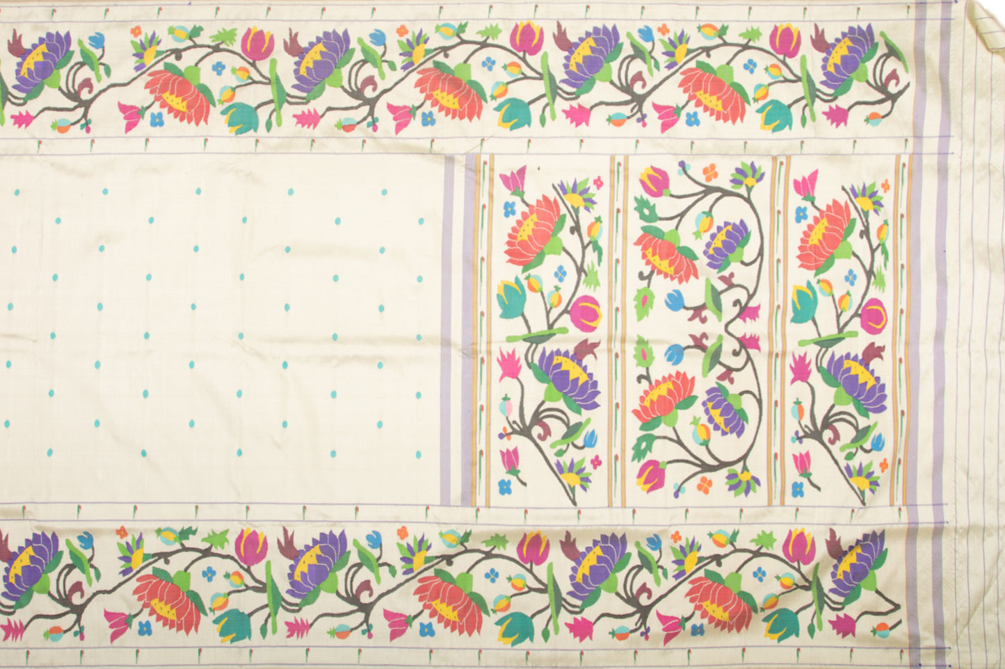 Paithani Silk Butta Cream Saree