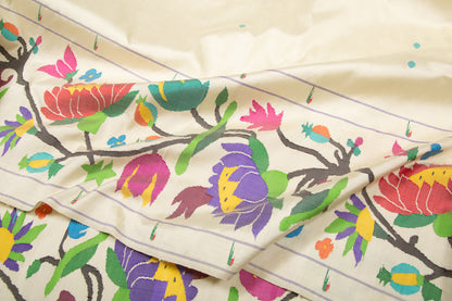 Paithani Silk Butta Cream Saree
