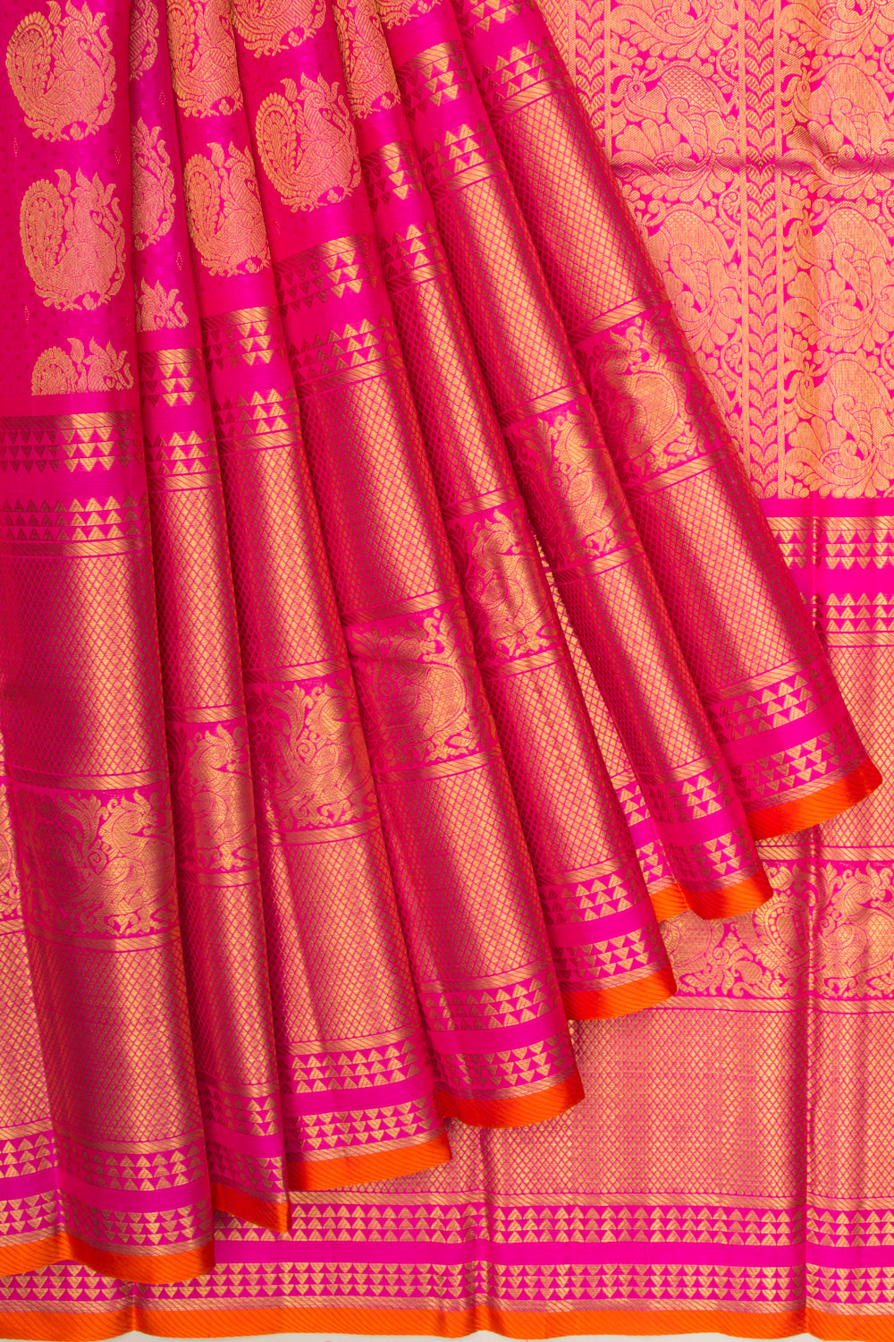 Kanchipuram Silk Jacquard And Butta Pink Saree