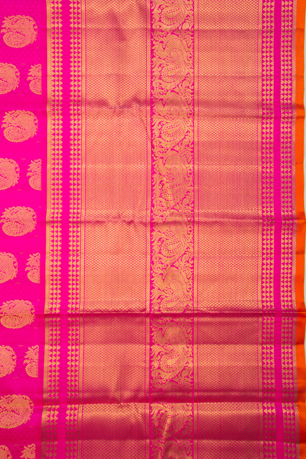 Kanchipuram Silk Jacquard And Butta Pink Saree