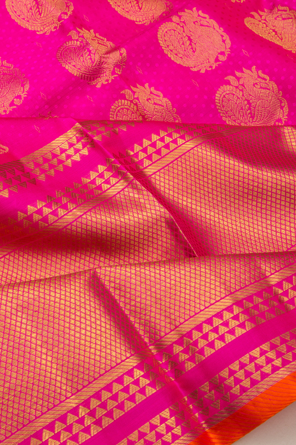 Kanchipuram Silk Jacquard And Butta Pink Saree