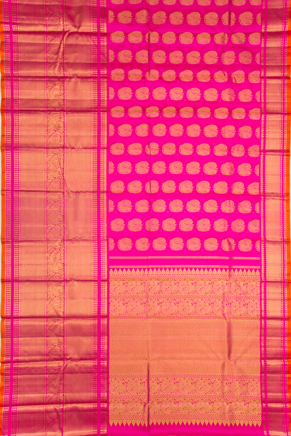 Kanchipuram Silk Jacquard And Butta Pink Saree
