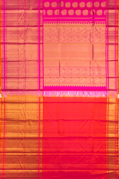 Kanchipuram Silk Jacquard And Butta Pink Saree
