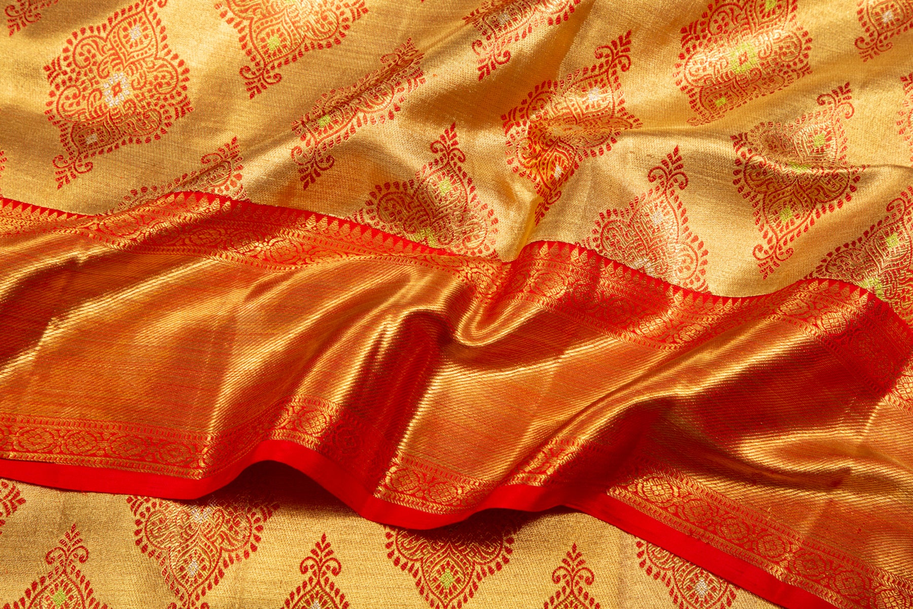 Kanchipuram Silk Tissue Brocade Gold Saree