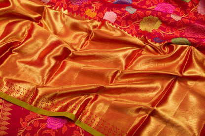 Kanchipuram Silk Jaal Red Saree