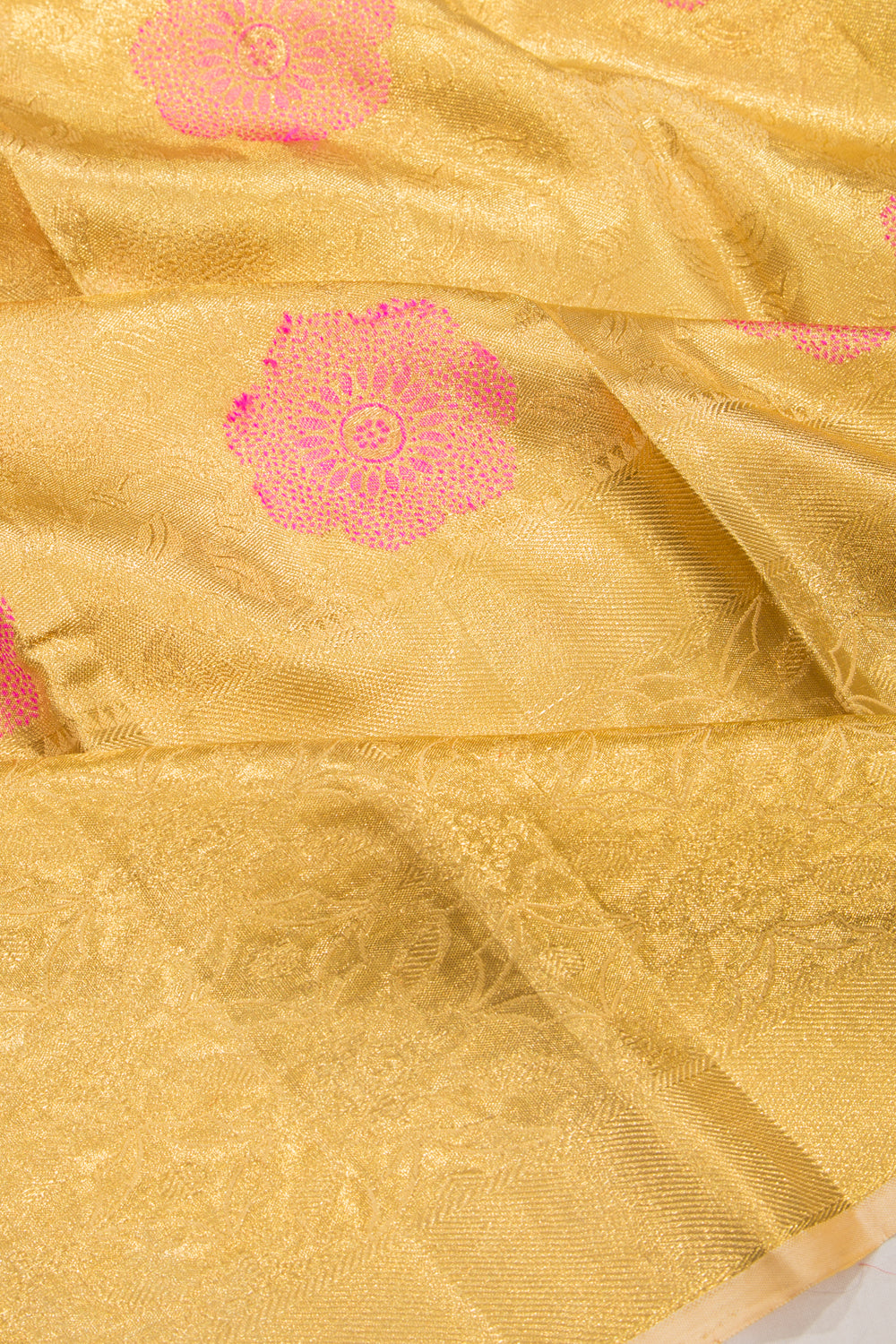 Kanchipuram Silk Tissue Jaal Gold Saree