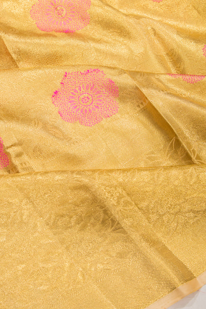 Kanchipuram Silk Tissue Jaal Gold Saree