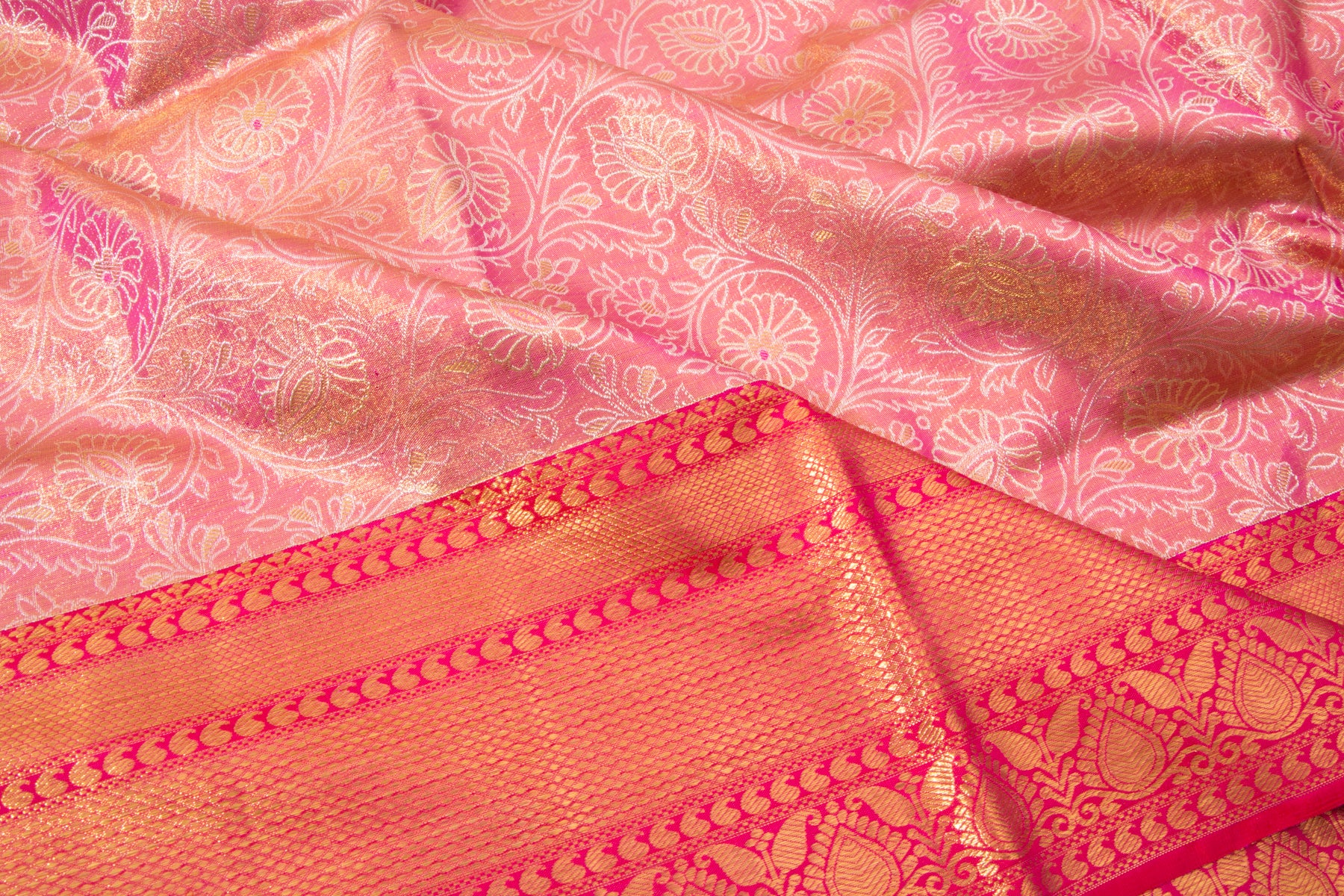 Kanchipuram Silk Jaal Pink Saree