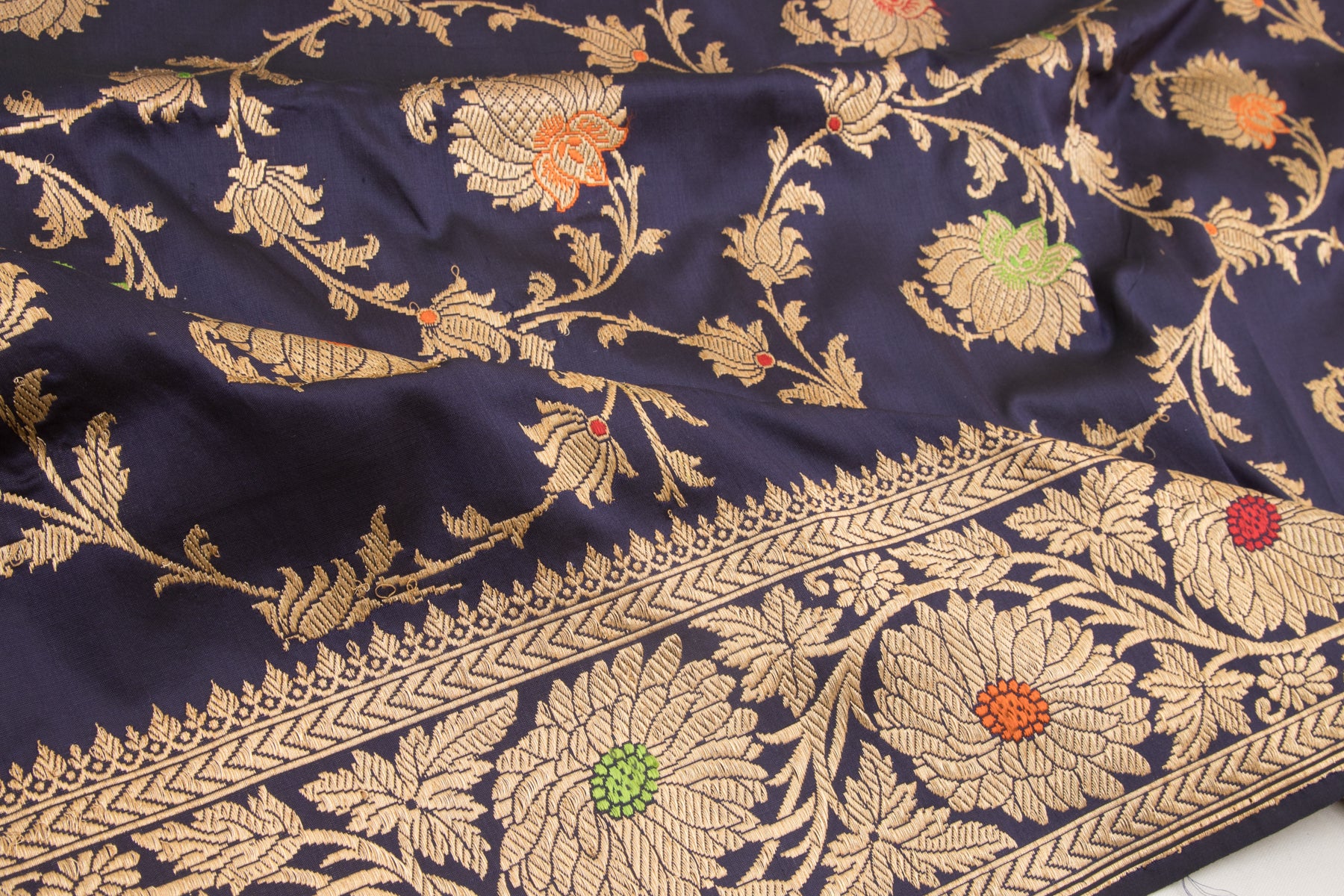 Banarasi Silk Kadwa Jaal Dark Blue Saree