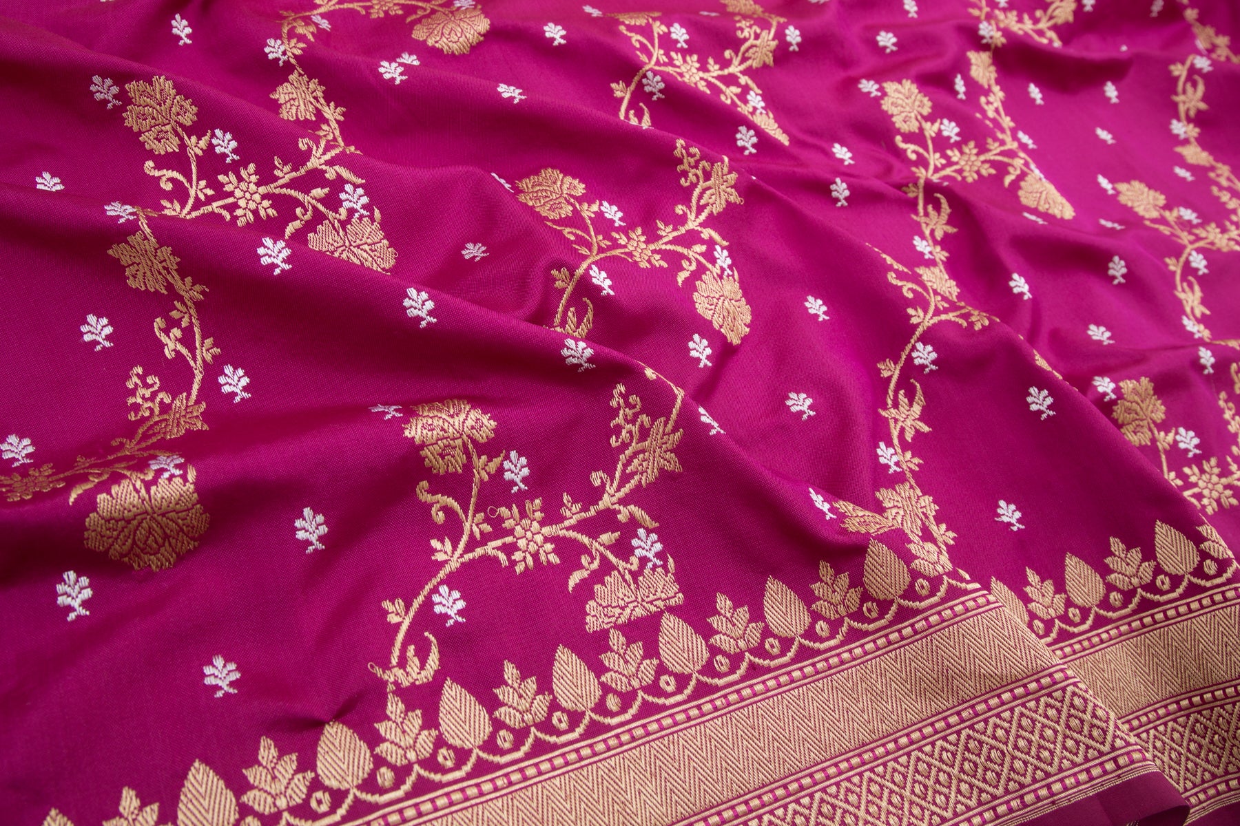 Banarasi Silk Kadwa Jaal Pink Saree