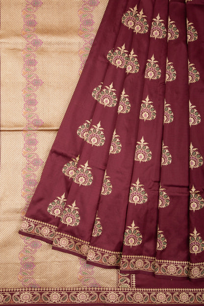 Banarasi Silk Butta Burgundy Saree
