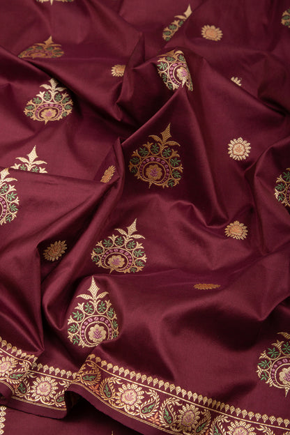 Banarasi Silk Butta Burgundy Saree
