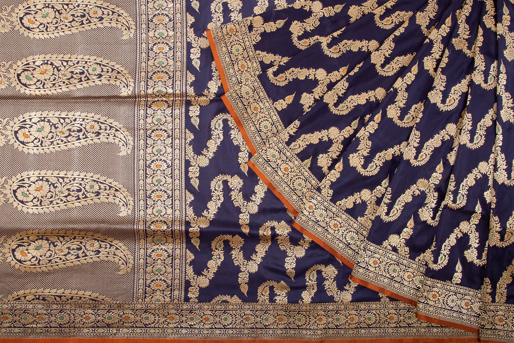 Banarasi Silk Kadwa Jaal Navy Blue Saree