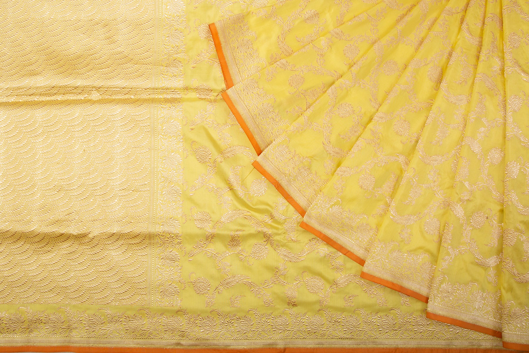 Banarasi Silk Kadwa Jaal Yellow Saree